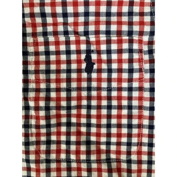 Polo Ralph Lauren Boys Short Sleeve Button Down Shirt Size 4 Red Blue Check Pony - Picture 3 of 6